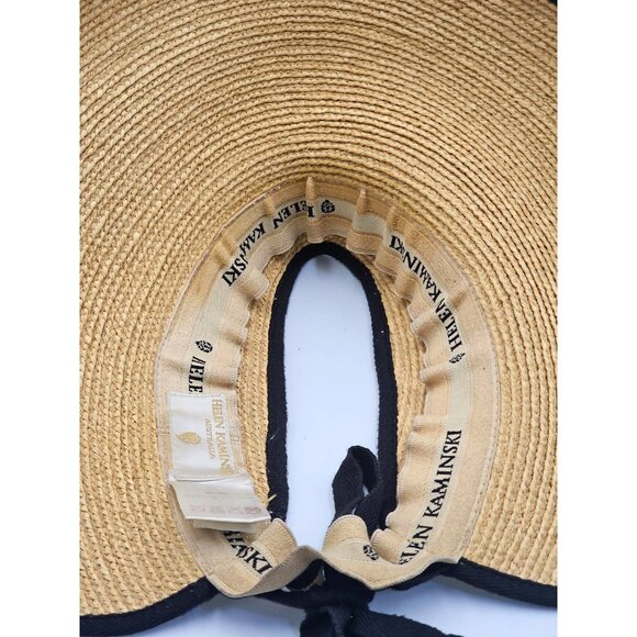 Helen Kaminsk Women's Natural & Black Mita Packable Raffia Visor One Size 2718 - Picture 8 of 14